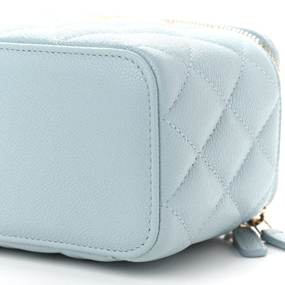 Chanel Caviar Quilted Small Tiny CC Vanity Case With Chain Light Blue 11 of 12