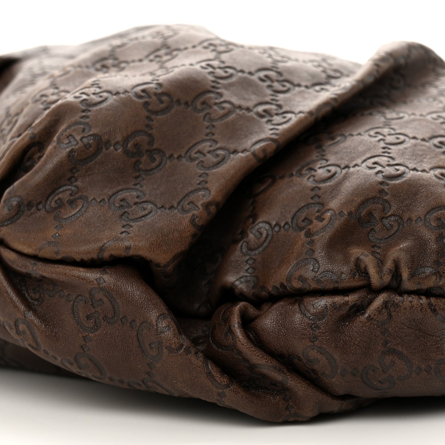 Guccissima Studded Pelham Shoulder Bag Dark Brown