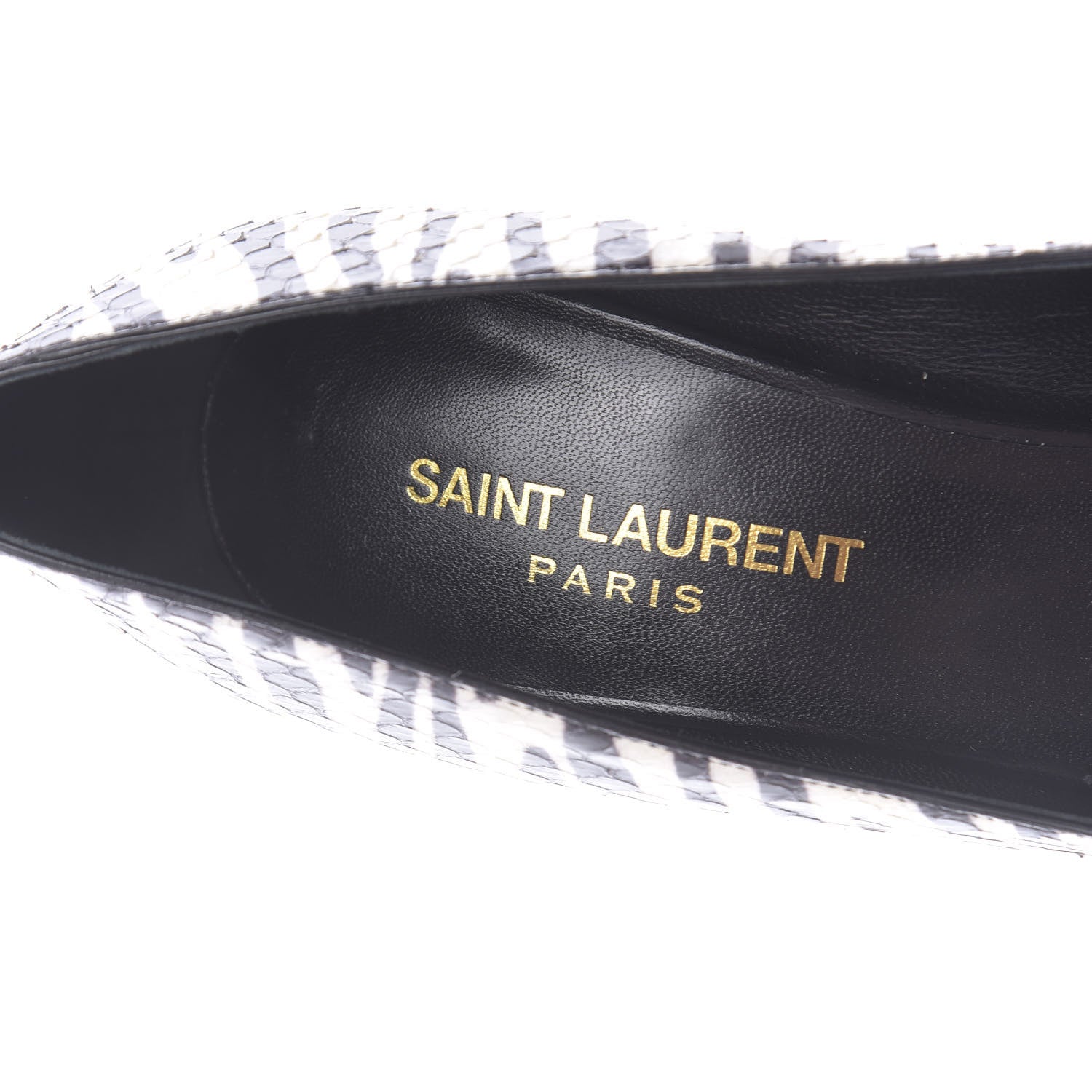 Saint Laurent Snakeskin Zebra Print Paris Pumps 37.5 Black White 8 of 12