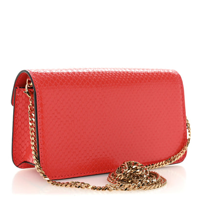 Versace Calfskin Snakeskin Embossed Virtus Mini Chain Crossbody Red 3 of 9