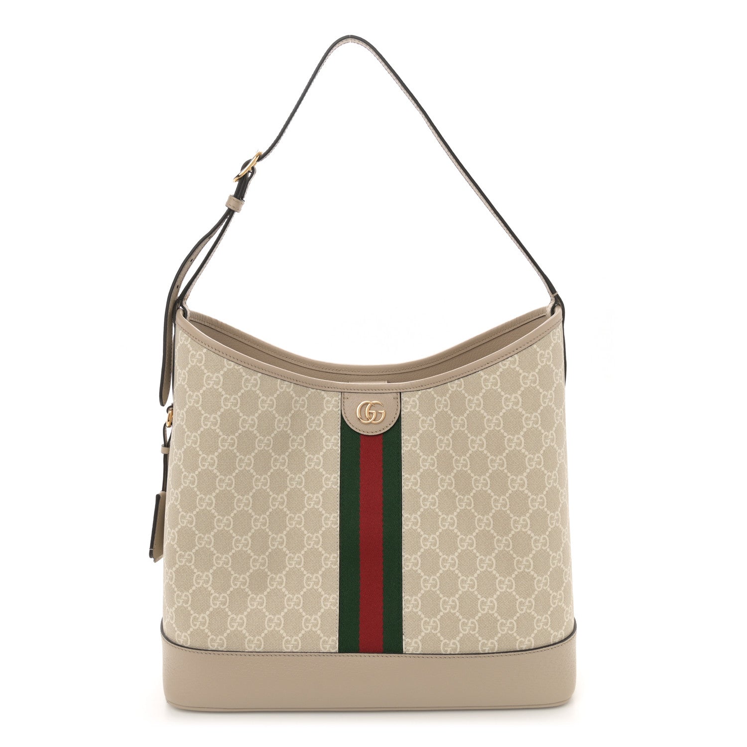 Gucci GG Supreme Monogram Web Large Ophidia Shoulder Bag Beige White Oatmeal 1 of 11