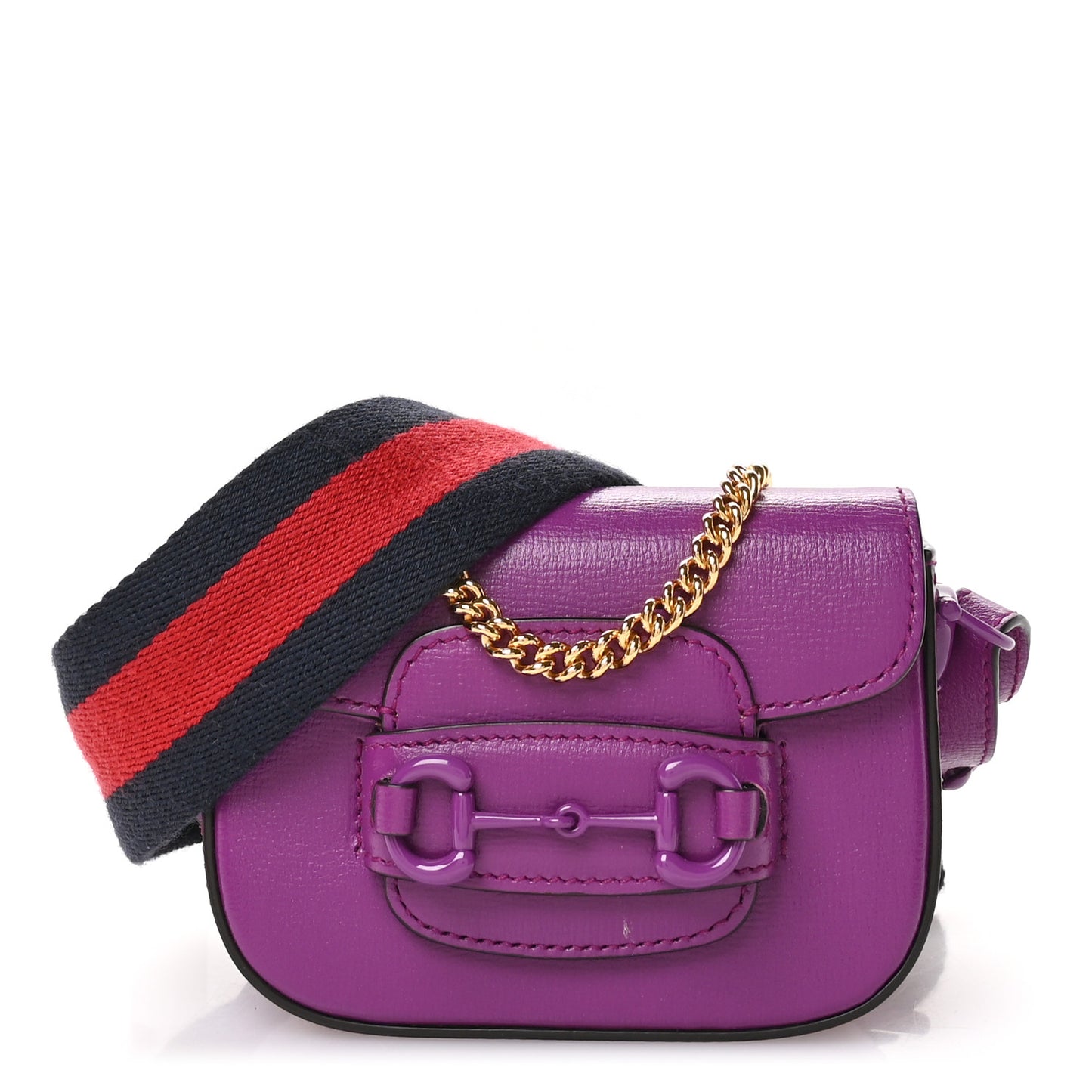 Azalea Calfskin Web Monochrome Horsebit 1955 Wallet On Strap Purple