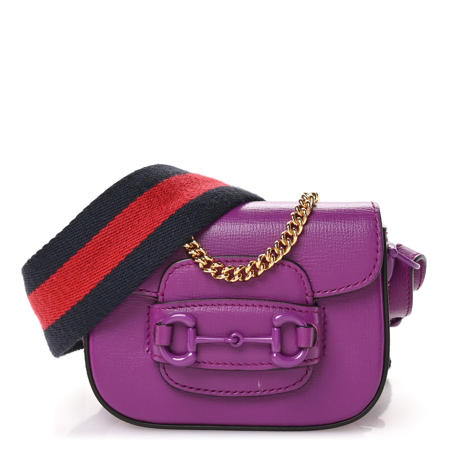 Gucci Azalea Calfskin Web Monochrome Horsebit 1955 Wallet On Strap Purple 1 of 10