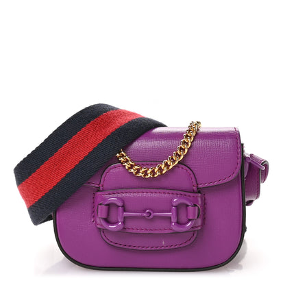 Gucci Azalea Calfskin Web Monochrome Horsebit 1955 Wallet On Strap Purple 1 of 10