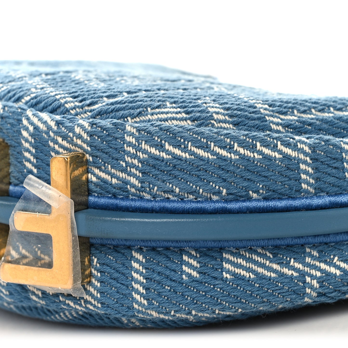 Denim Effect Fabric Jacquard FF 1974 Nano Fendigraphy Hobo Charm Blue White