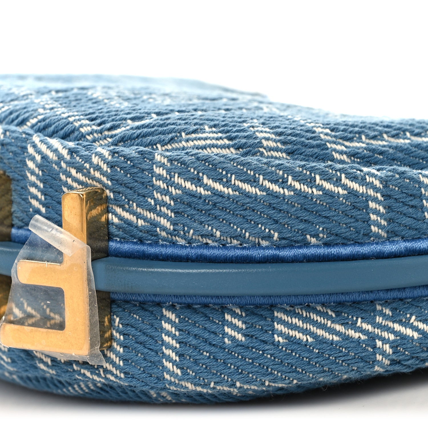 Fendi Denim Effect Fabric Jacquard FF 1974 Nano Fendigraphy Hobo Charm Blue White 10 of 10
