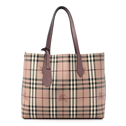 Burberry Grainy Calfskin Haymarket Check Medium Reversible Tote Dusty Pink 1 of 20