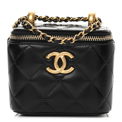 Chanel Calfskin Quilted Mini Perfect Fit Vanity Case With Chain Black 1 of 11