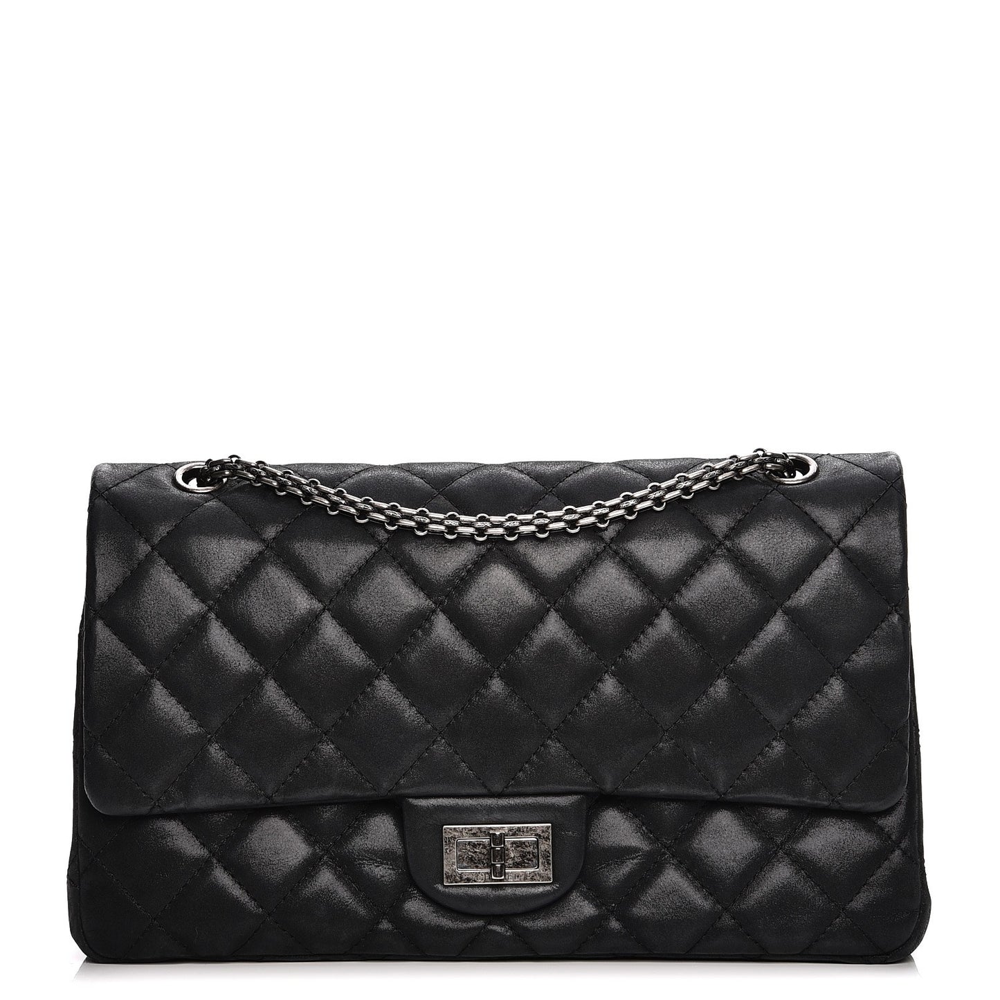 Iridescent Calfskin Quilted 2.55 Reissue 227 Flap Black