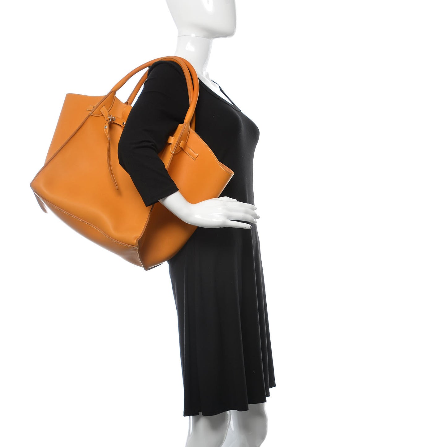 Soft Bare Calfskin Medium Big Bag Dark Yellow