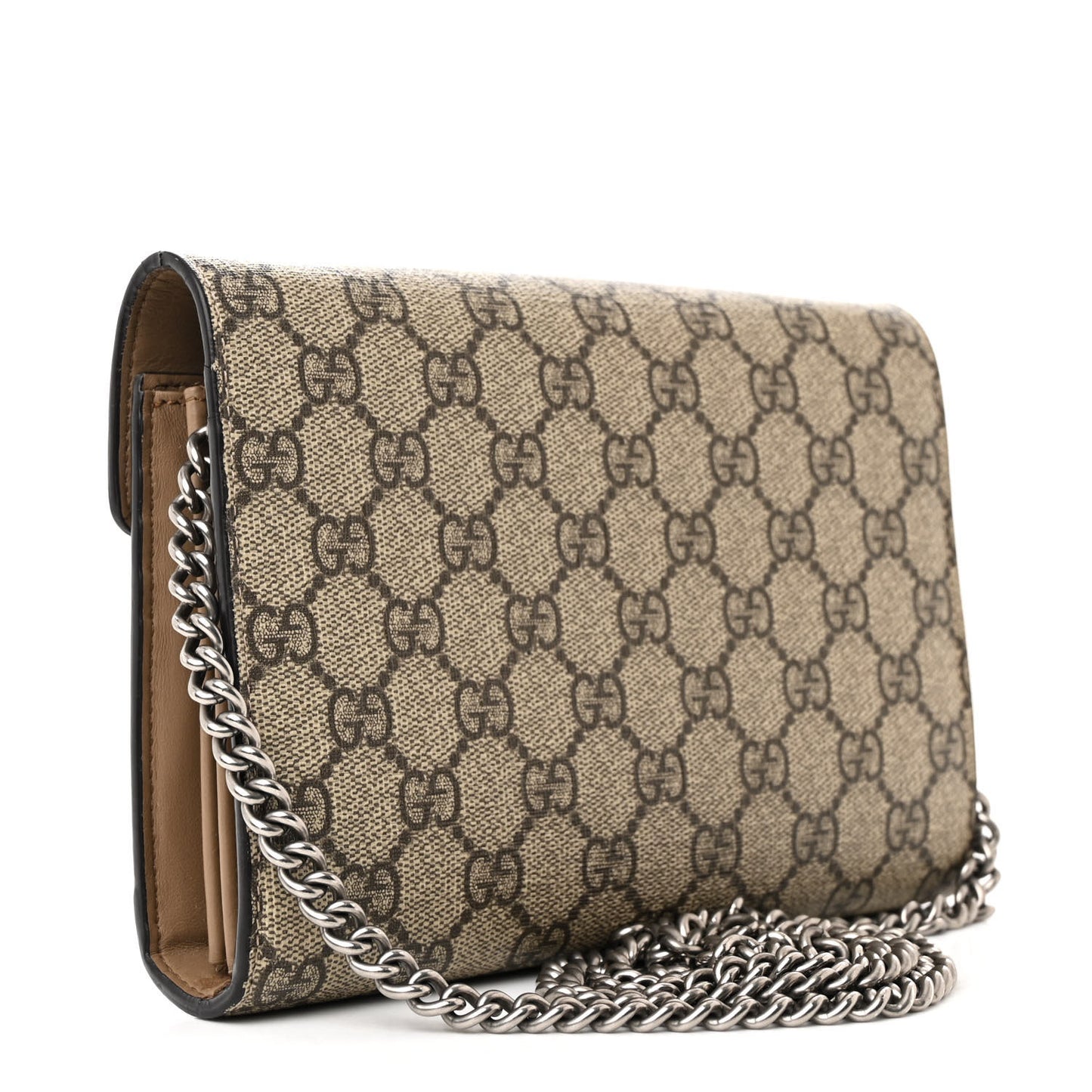 GG Supreme Monogram Mini Dionysus Chain Wallet Beige Taupe