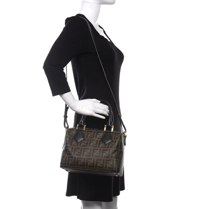 Fendi Zucca Spalmati Vitello Elite Medium Convertible Boston Satchel Tobacco Ebano 2 of 12