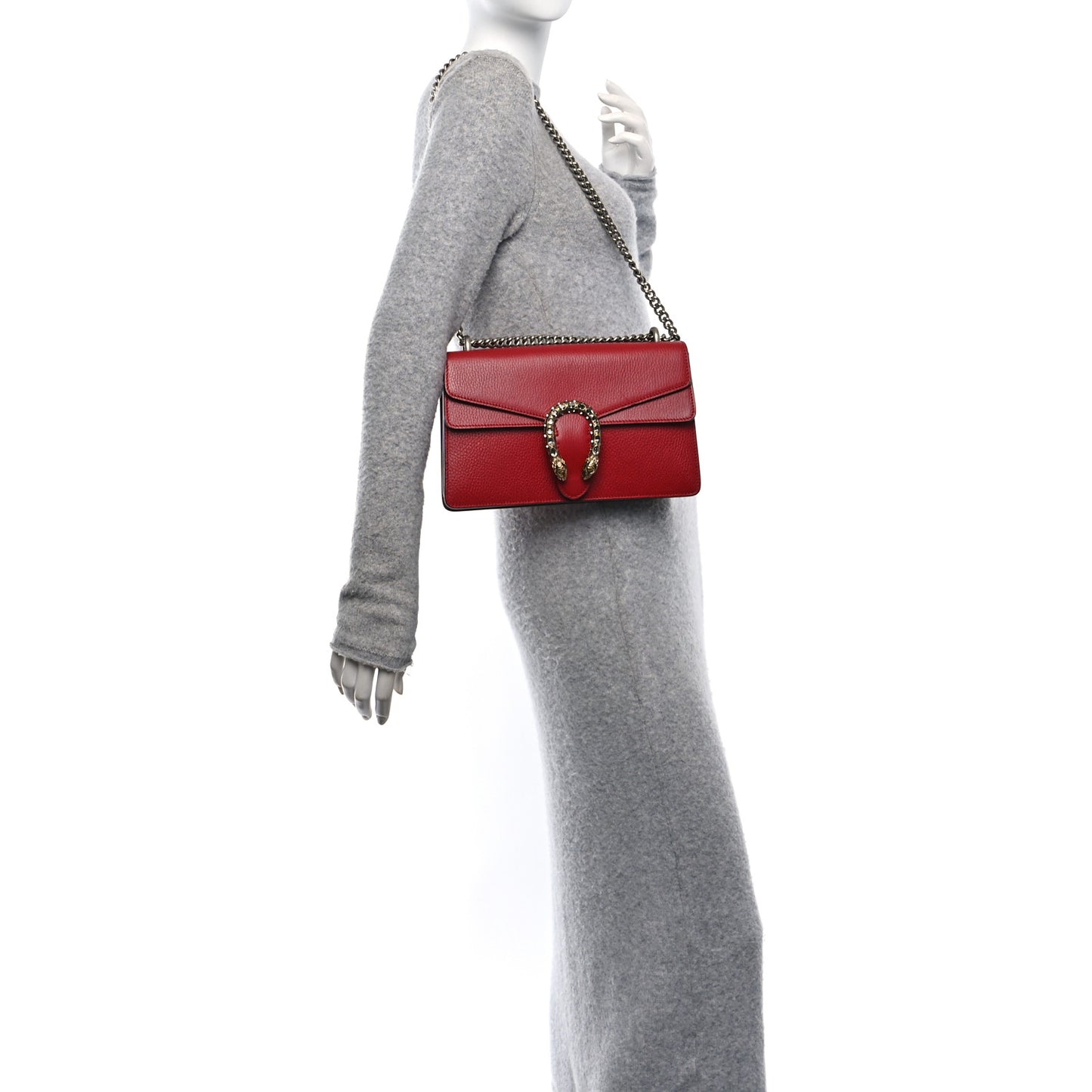 Dollar Calfskin Swarovski Crystal Small Dionysus Shoulder Bag Hibiscus Red