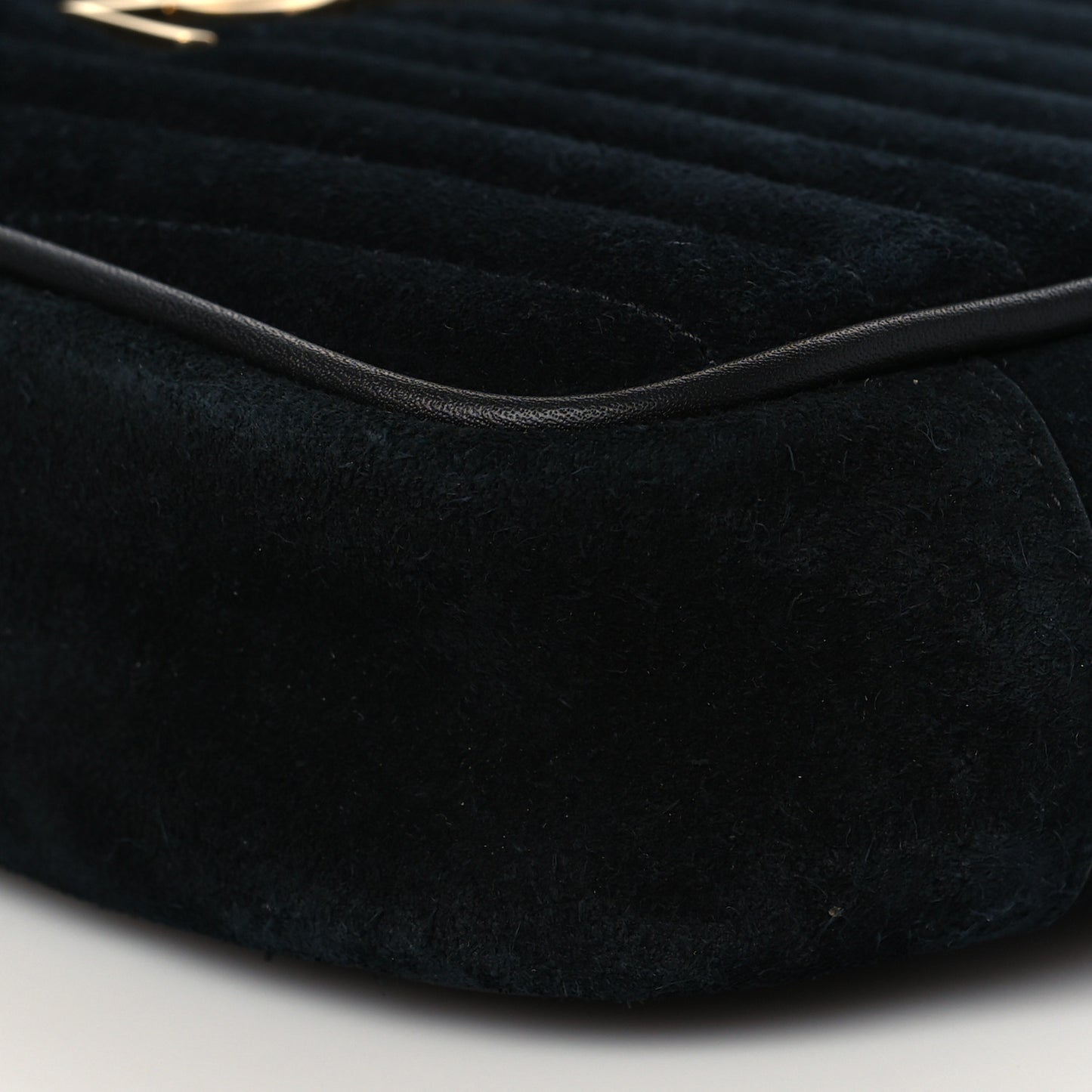 Suede Matelasse Monogram Mini Lou Camera Bag Black