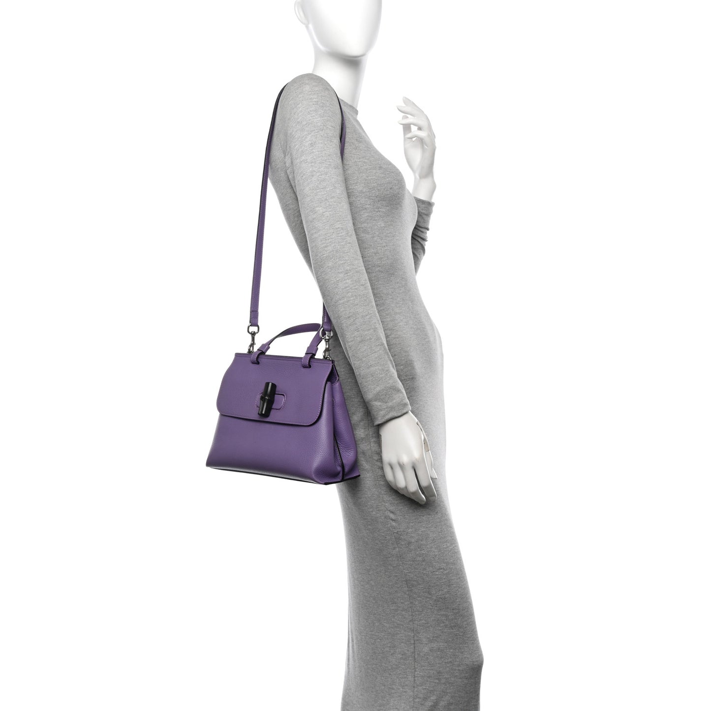 Cellarius Calfskin Small Bamboo Daily Top Handle Bag Purple