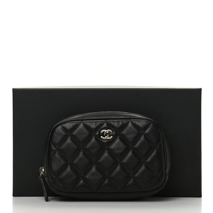 Chanel Lambskin Quilted Small Curvy Pouch Cosmetic Case Black 8 of 8