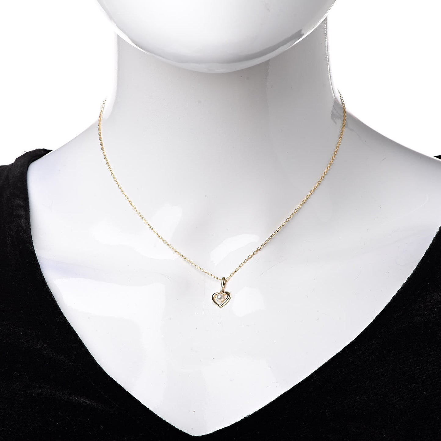 18K Yellow Gold Akoya Pearl 3.5mm Heart Pendant Necklace