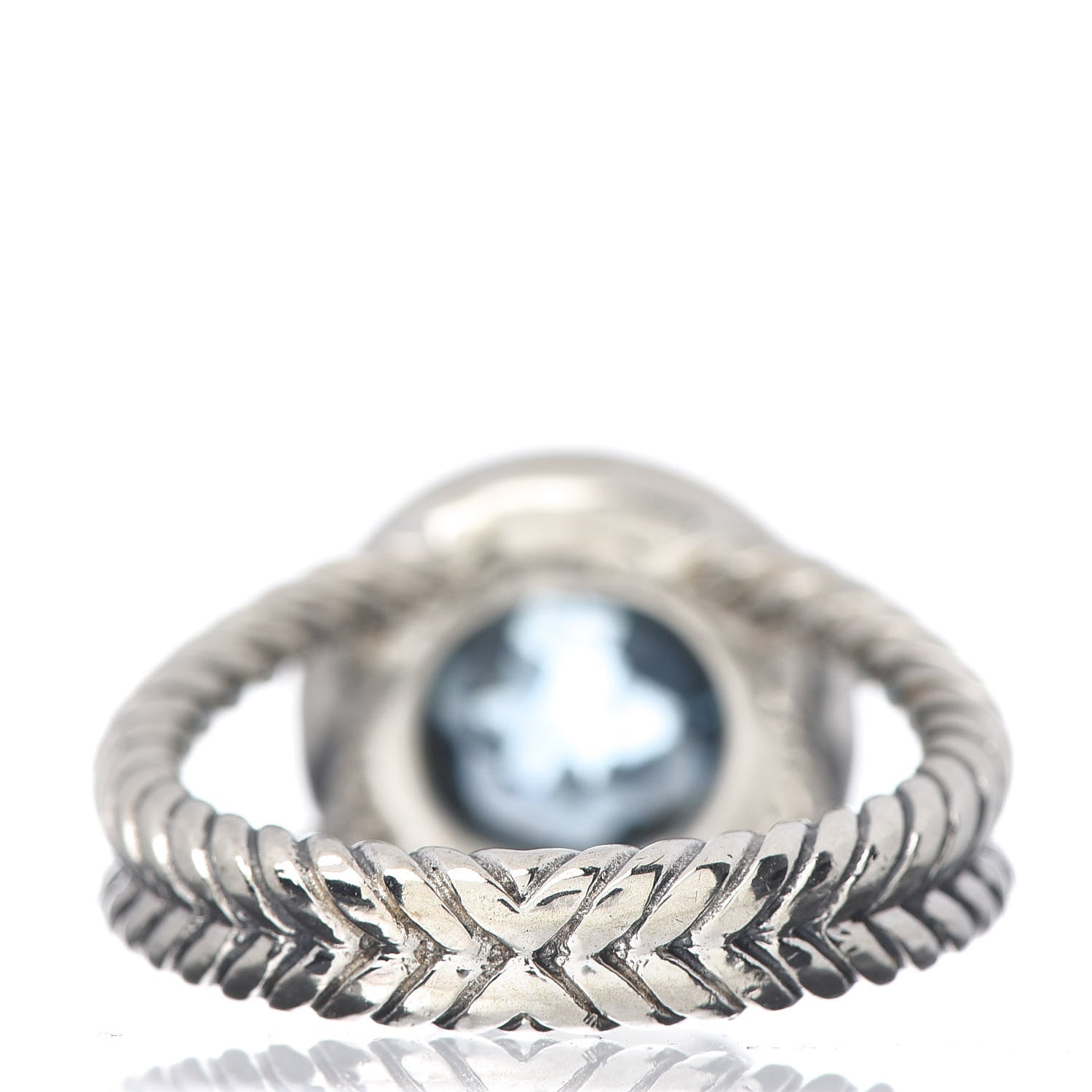 David Yurman Sterling Silver Diamond Blue Topaz 8mm Petite Cerise Ring 52 6 4 of 5