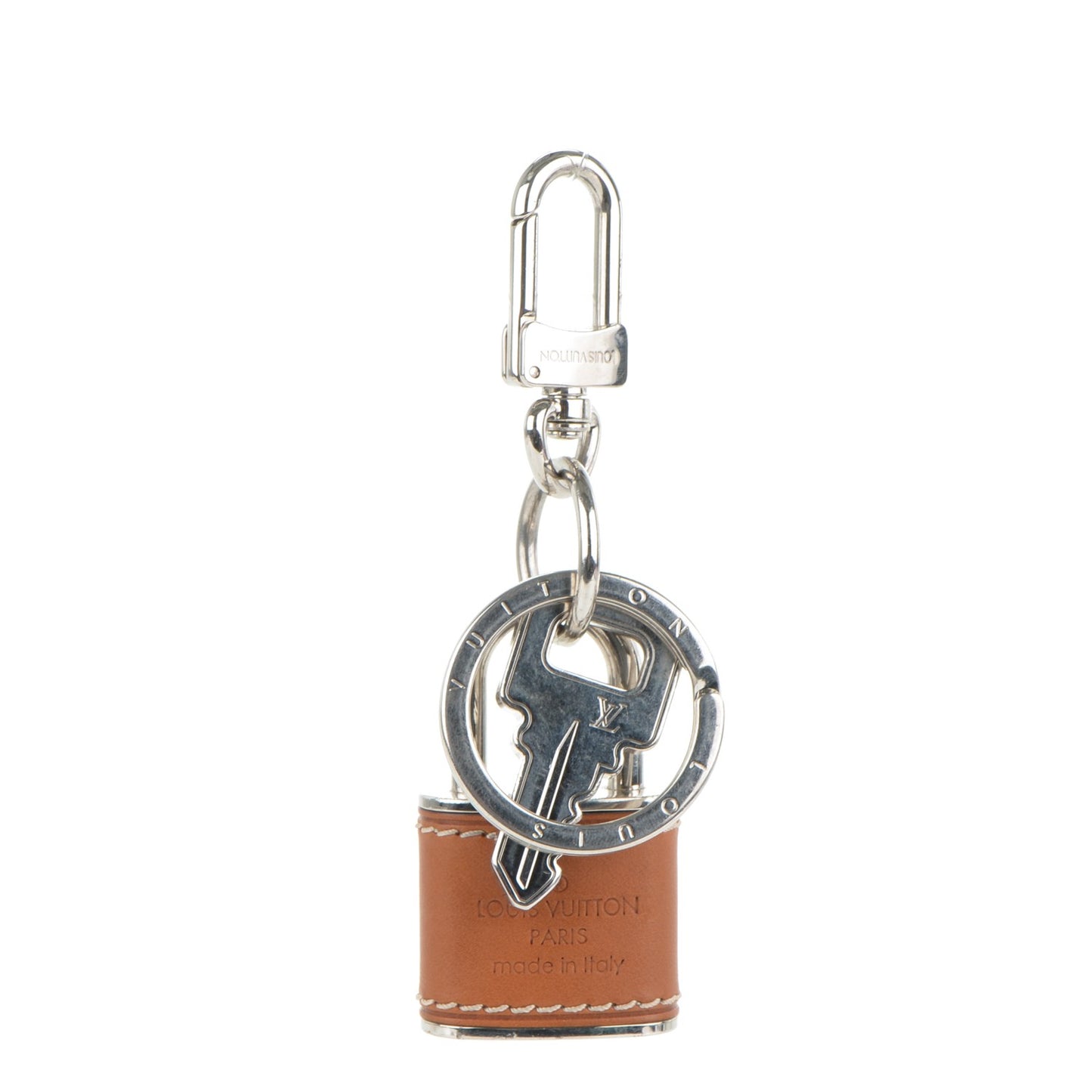 Leather Lock and Key Bag Charm Key Holder