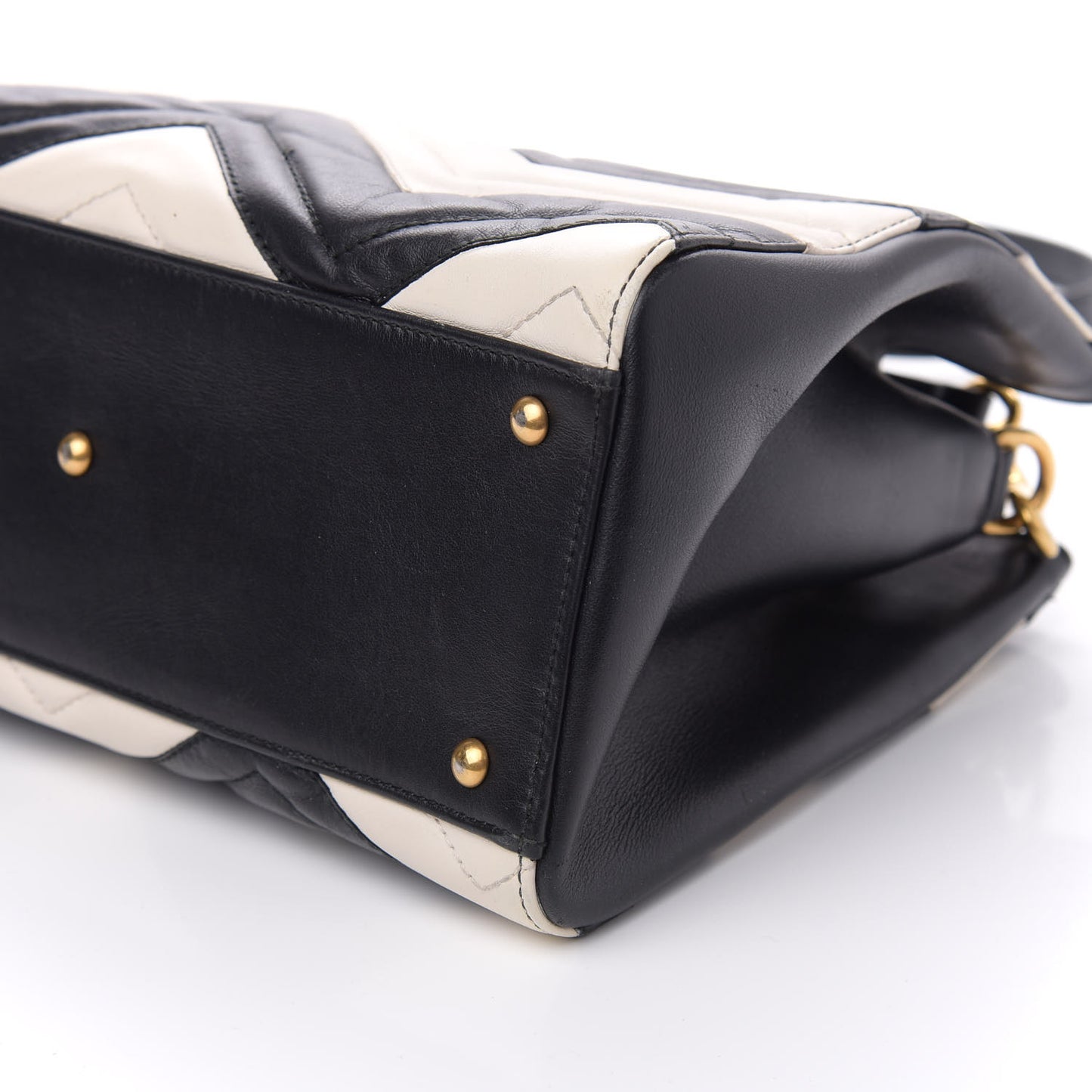 Calfskin Matelasse Small GG Marmont Tote Black White