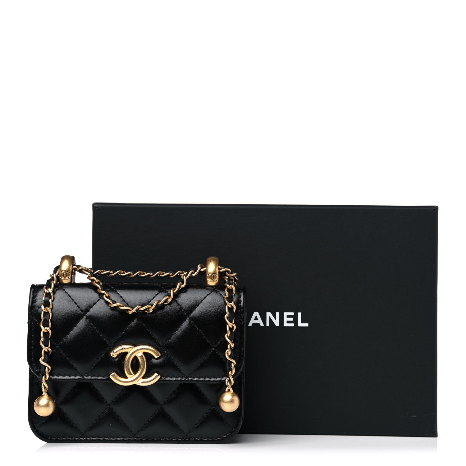 Chanel Calfskin Quilted Perfect Fit Coin Purse With Chain Black 12 of 12