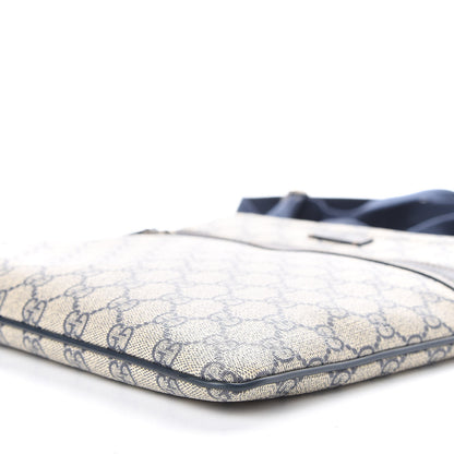 Gucci GG Supreme Monogram Small Flat Side Zip Messenger Bag Beige Blue 7 of 13