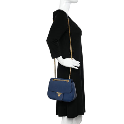 Prada Saffiano Lux Chain Shoulder Bag Bluette 2 of 11