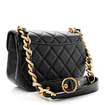 Chanel Lambskin Quilted Chain Messenger Bag Black 3 of 11