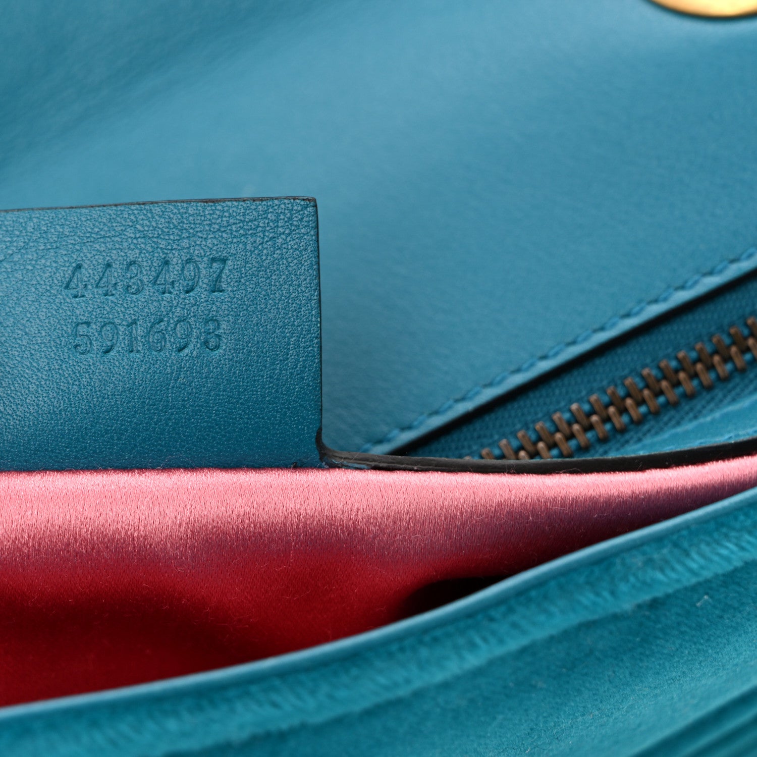 Gucci Velvet Matelasse Small GG Marmont Shoulder Bag Pavone Cyan 7 of 10