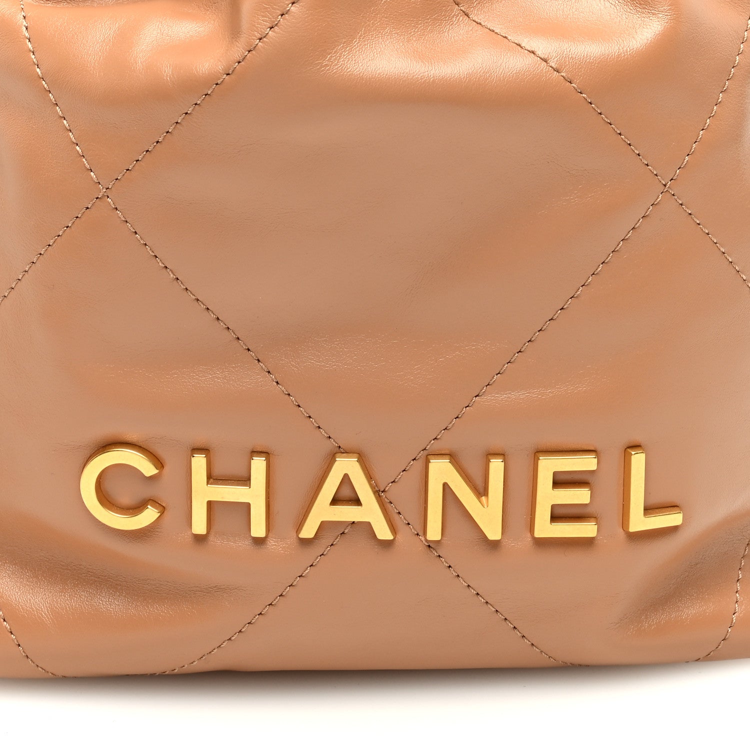Chanel Shiny Calfskin Quilted Mini Chanel 22 Dark Beige 8 of 10