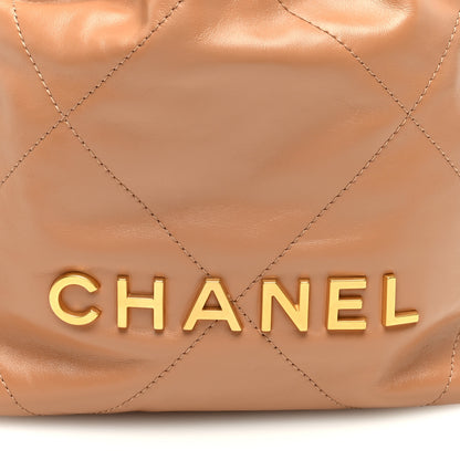 Chanel Shiny Calfskin Quilted Mini Chanel 22 Dark Beige 8 of 10