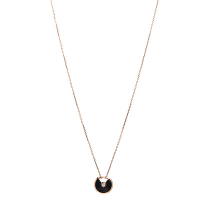Cartier 18K Pink Gold Diamond Black Onyx XS Amulette de Cartier Pendant Necklace 1 of 5