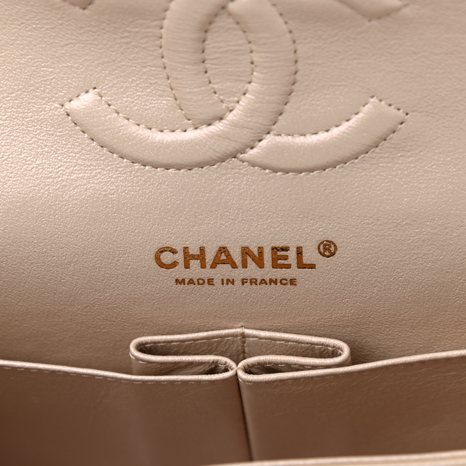 Chanel Iridescent Lambskin Quilted Medium Double Flap Beige 6 of 9