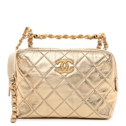 Chanel Metallic Lambskin Quilted Mini Bowling Bag Gold 1 of 10