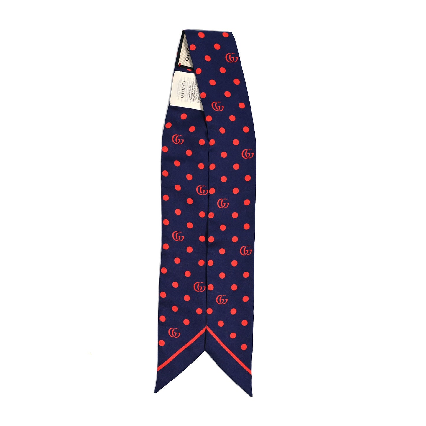 Silk Twill Dotsy Neck Bow Scarf Sapphire Red