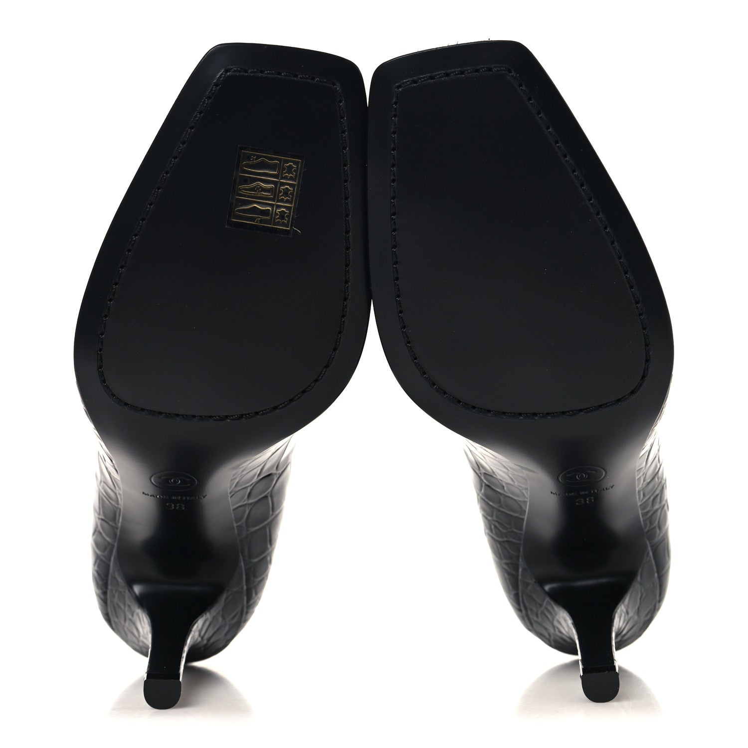 Chanel Crocodile Embossed Patent Calfskin Pumps 38 Black 6 of 9