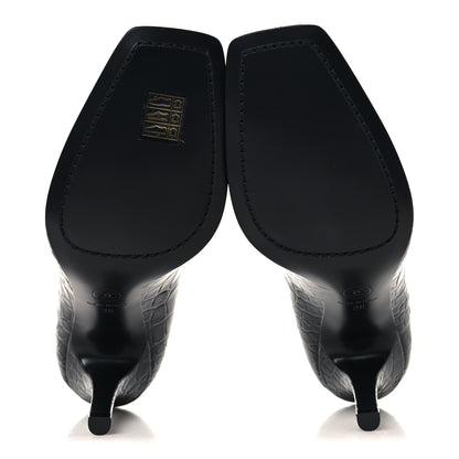Chanel Crocodile Embossed Patent Calfskin Pumps 38 Black 6 of 9
