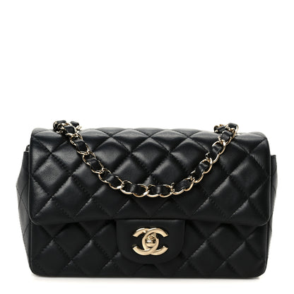 Chanel Lambskin Quilted Mini Rectangular Flap Black 1 of 12