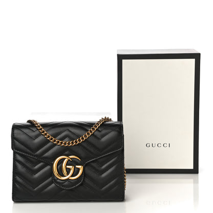 Gucci Calfskin Matelasse GG Marmont Chain Wallet Black 19 of 19