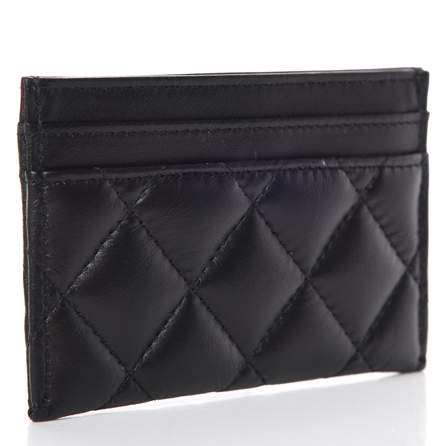 Aged Calfskin Quilted Lucky Charms Reissue Card Holder Black