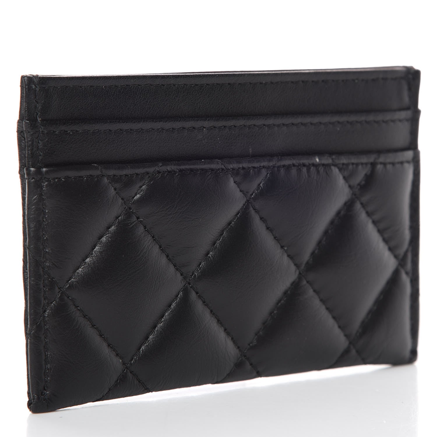 Chanel Aged Calfskin Quilted Lucky Charms Reissue Card Holder Black 3 of 11