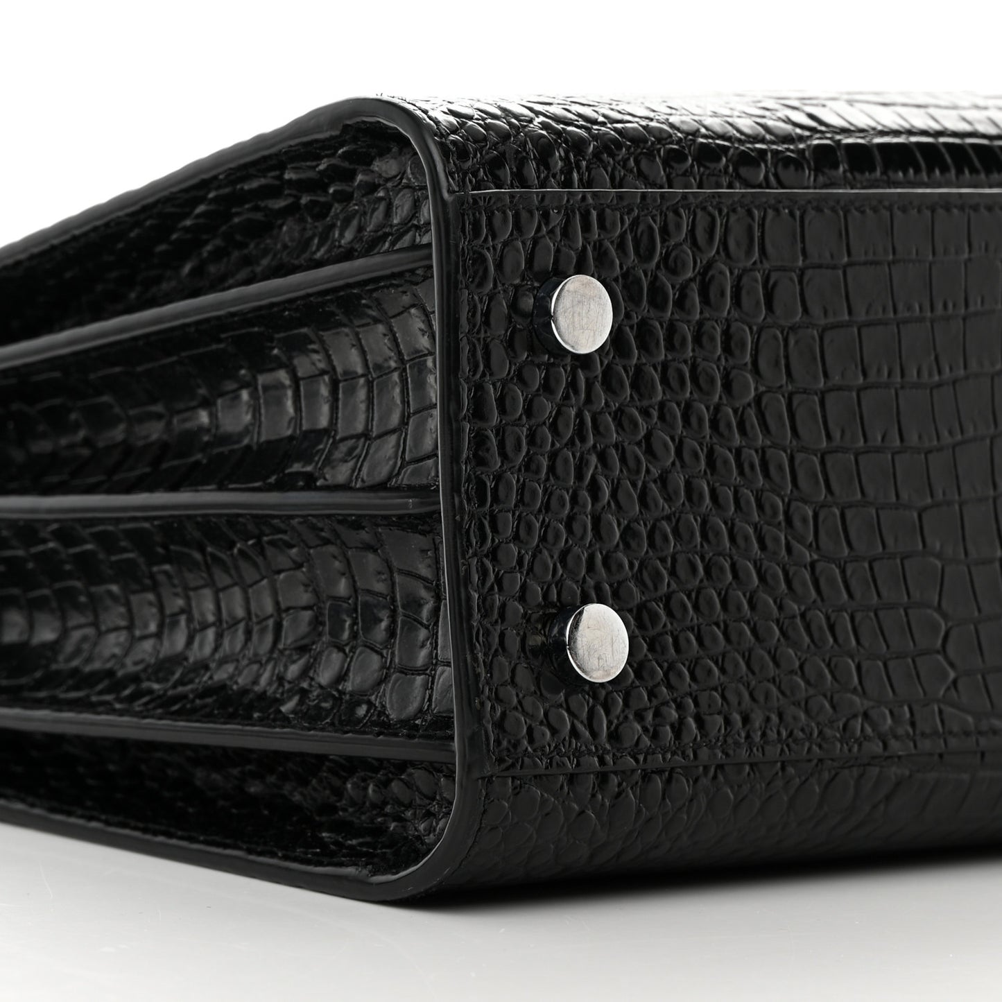 Calfskin Crocodile Embossed Baby Sac De Jour Black
