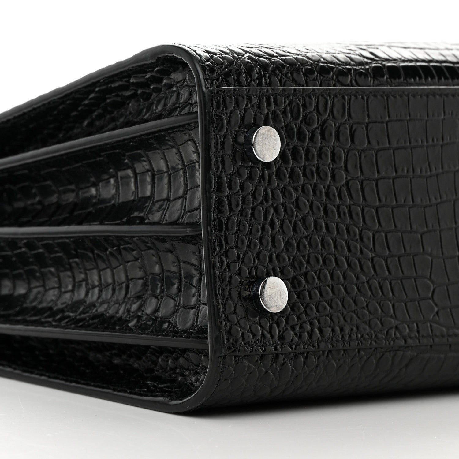 Saint Laurent Calfskin Crocodile Embossed Baby Sac De Jour Black 10 of 20