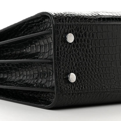 Saint Laurent Calfskin Crocodile Embossed Baby Sac De Jour Black 10 of 20