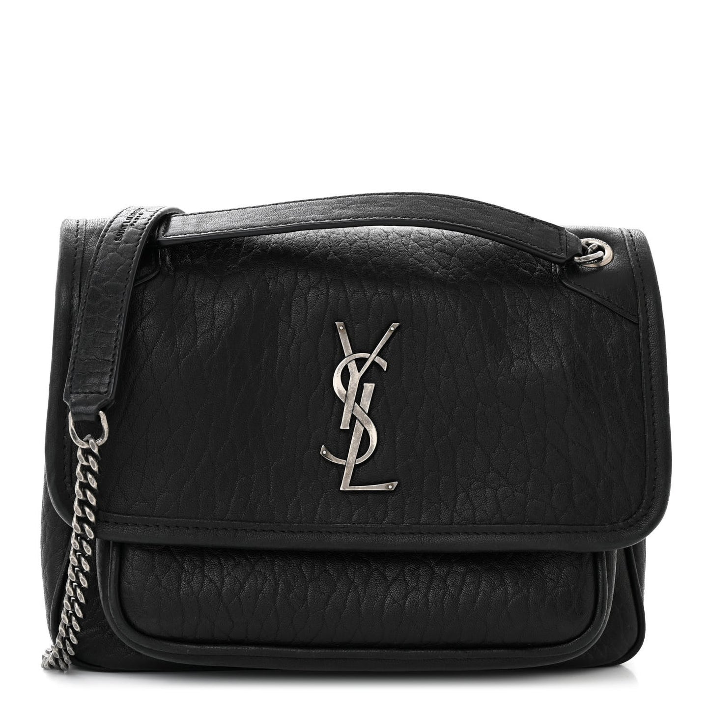 Grained Lambskin Monogram Baby Niki Chain Satchel Black