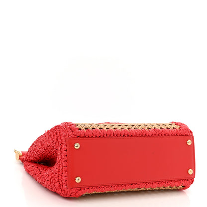 Dolce & Gabbana Woven Raffia Miss Sicily Satchel Red 4 of 10
