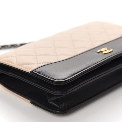 Chanel Aged Calfskin Quilted Gabrielle Wallet On Chain WOC Beige Black 6 of 14
