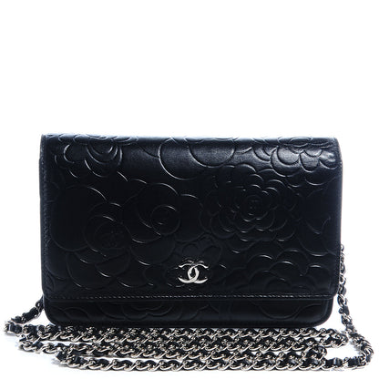 Chanel Lambskin Camellia Wallet on Chain WOC Black 1 of 8