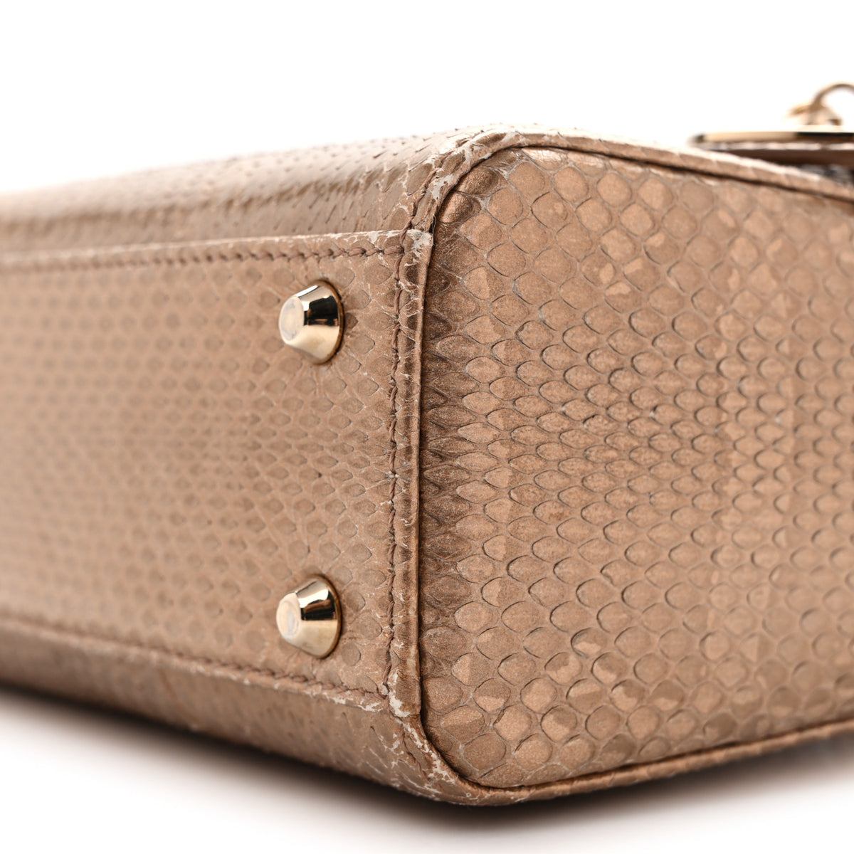 Metallic Snakeskin Mini Lady Dior Light Gold Multicolor