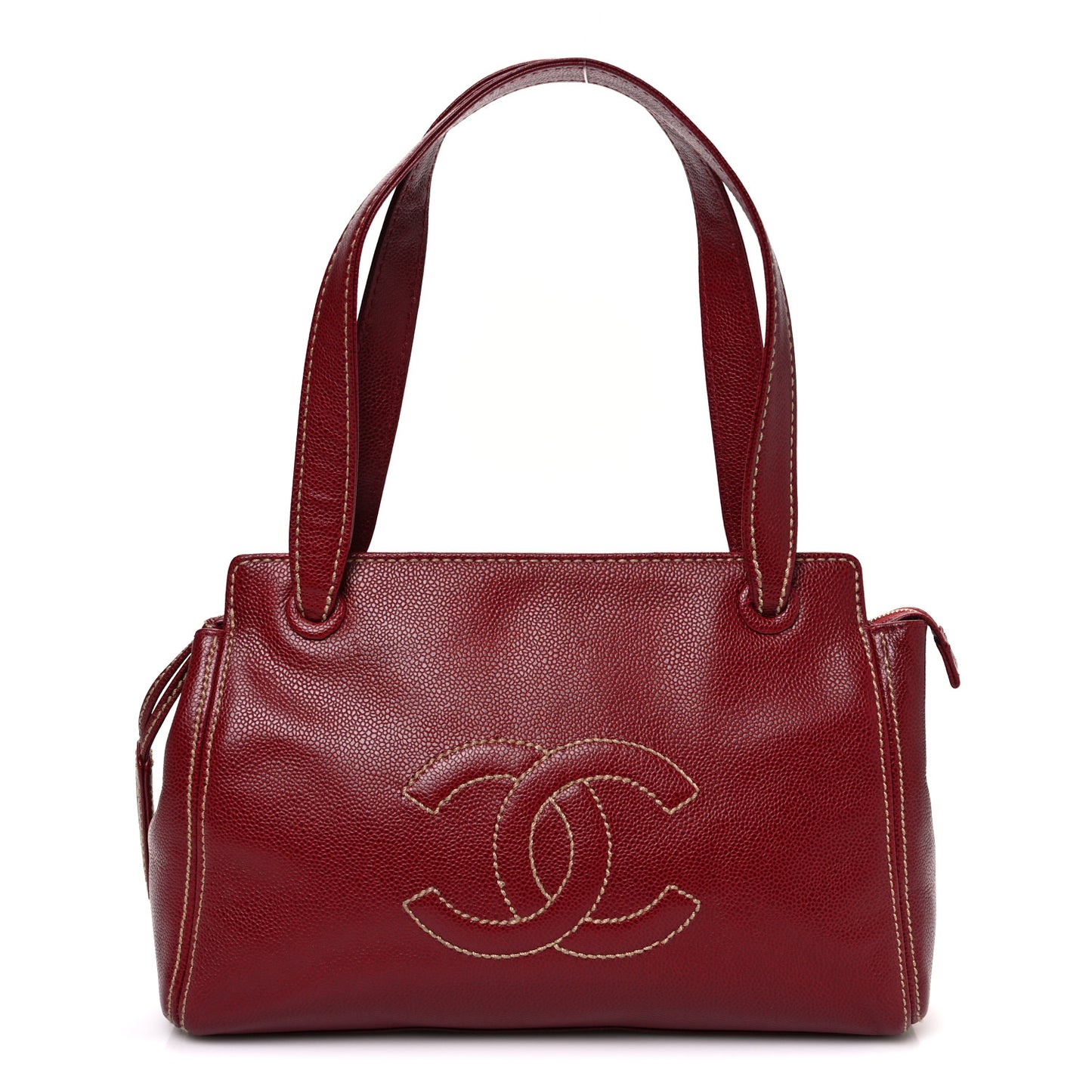 Caviar CC Stitched Tote Red